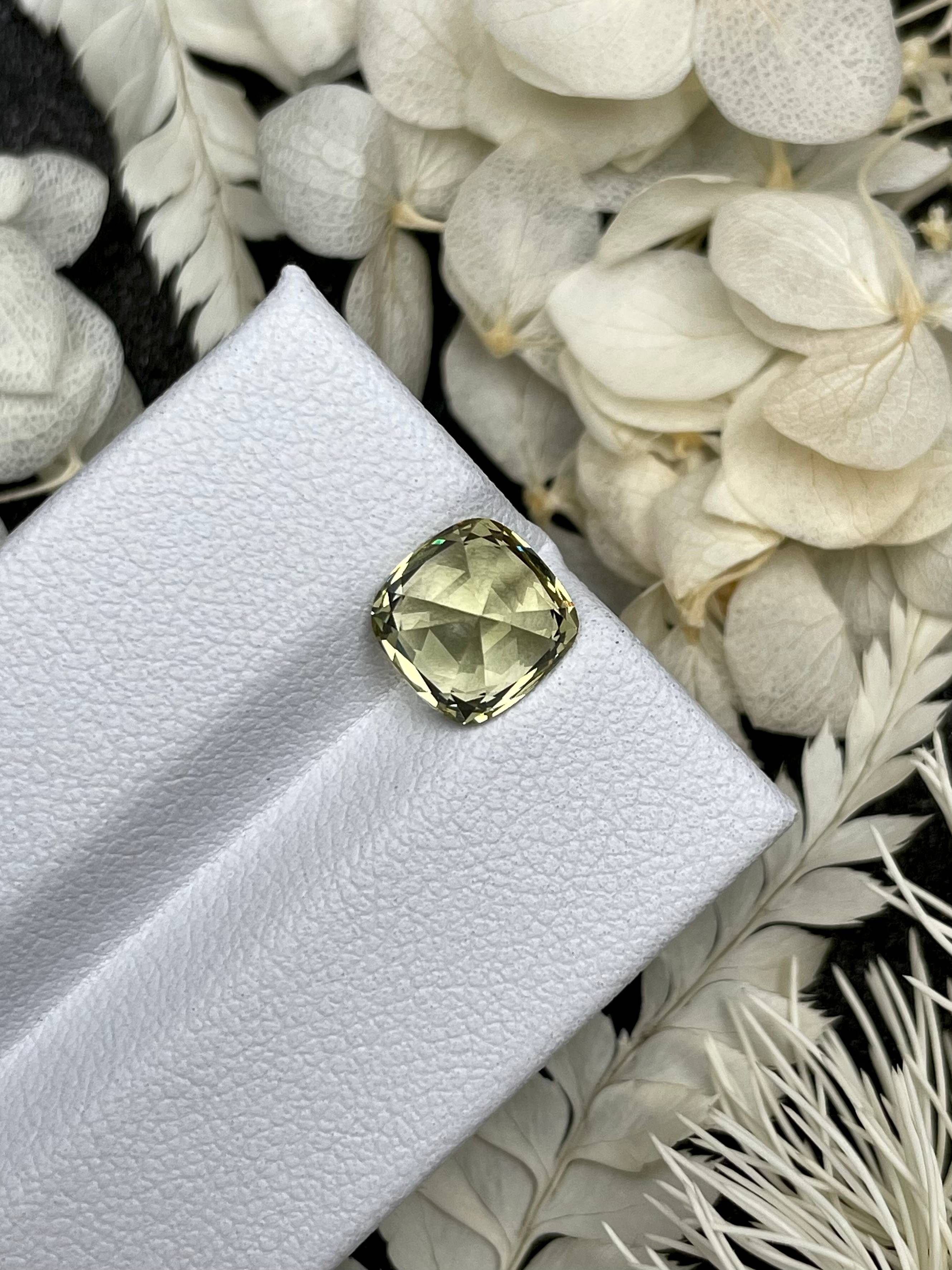 lemon yellow grossular garnet, 2.73ct cushion cut — view 6