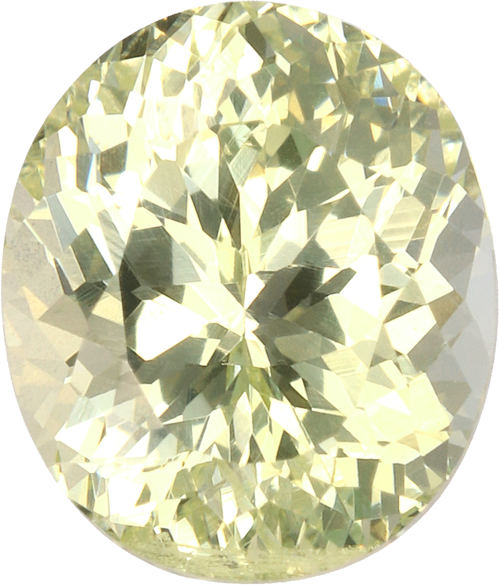 Oval cut grossular garnet, 7.08 by 6.06 mm, shown at actual size