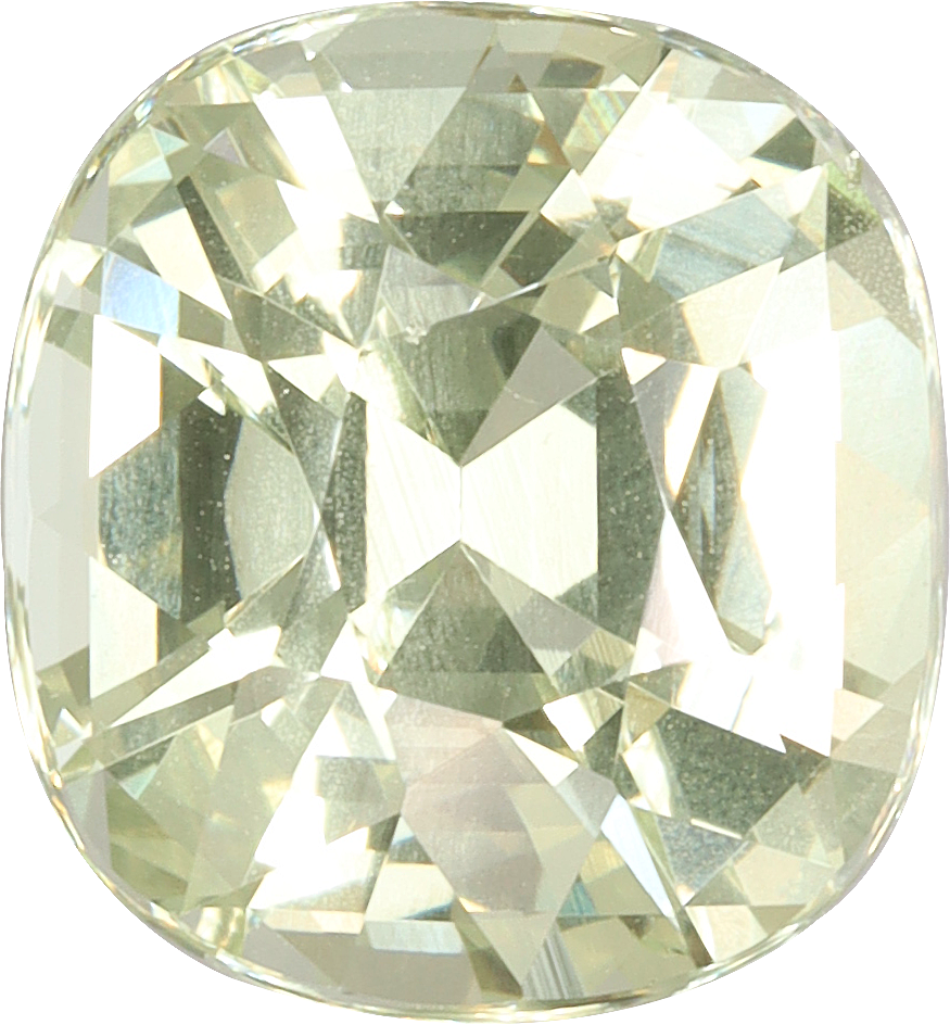 Cushion cut grossular garnet, 9.06 by 8.35 mm, shown at actual size