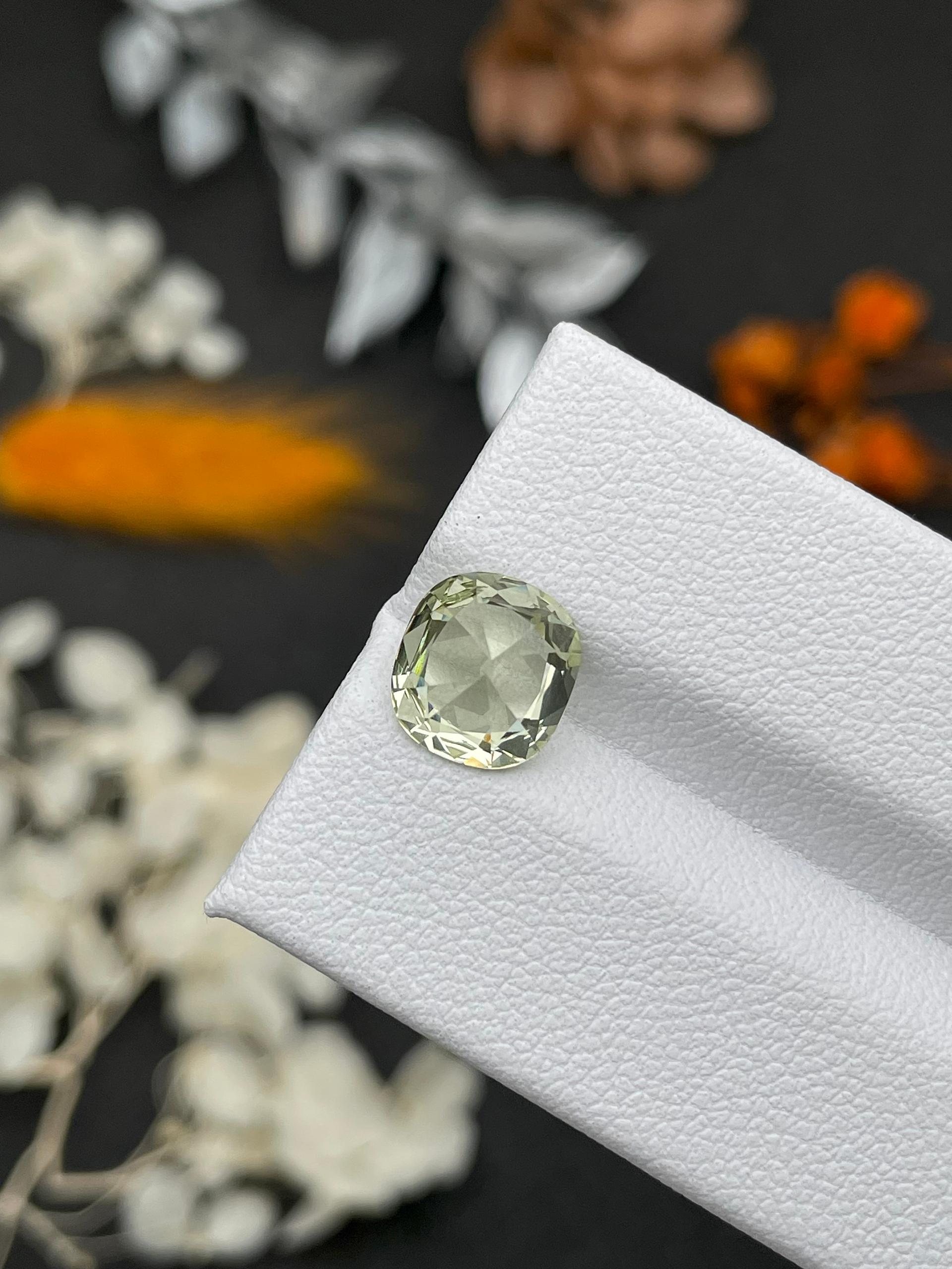 pale green grossular garnet, 3.17ct cushion cut — view 5
