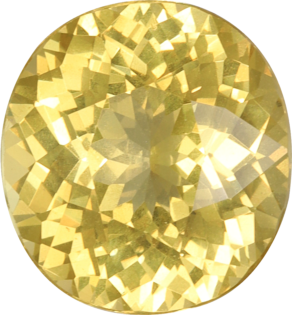 Oval cut grossular garnet, 10.59 by 9.81 mm, shown at actual size