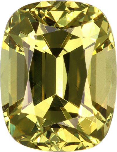 Cushion cut grossular garnet, 8.88 by 6.9 mm, shown at actual size