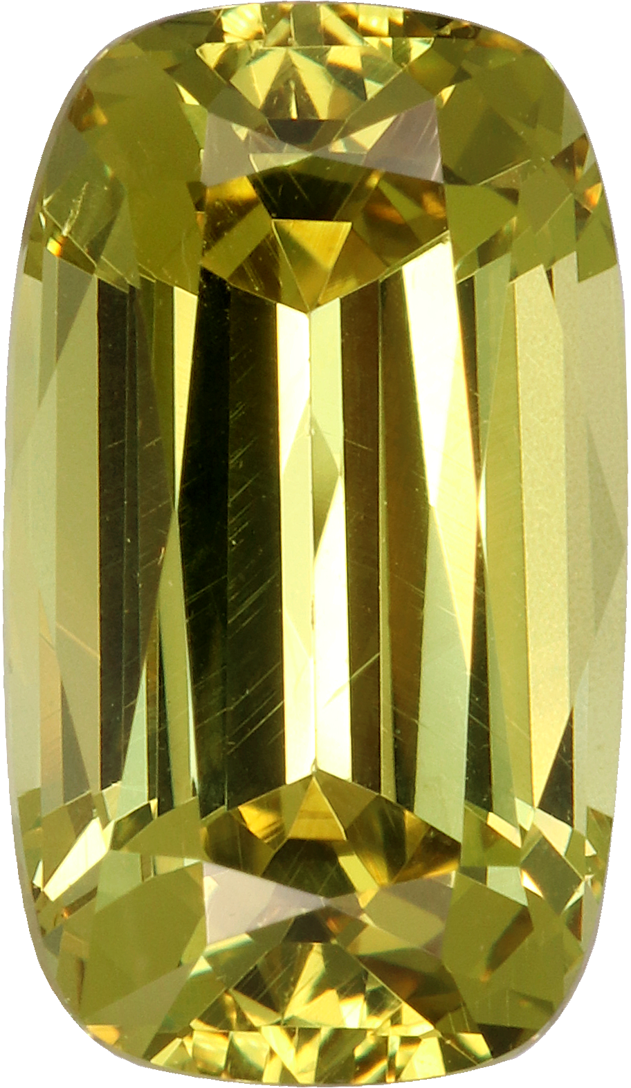 Cushion cut grossular garnet, 10.12 by 5.83 mm, shown at actual size
