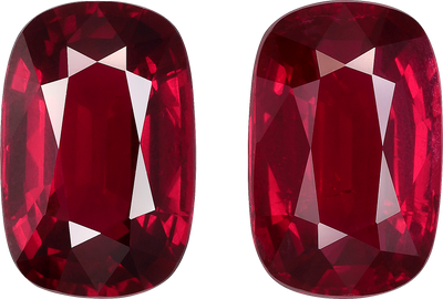Cushion cut mozambique ruby, 10.16 by 6.66 mm, shown at actual size