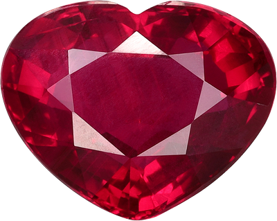 Heart cut mozambique ruby, 7.95 by 10 mm, shown at actual size
