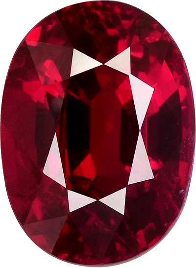 Oval cut mozambique ruby, 9.32 by 6.84 mm, shown at actual size