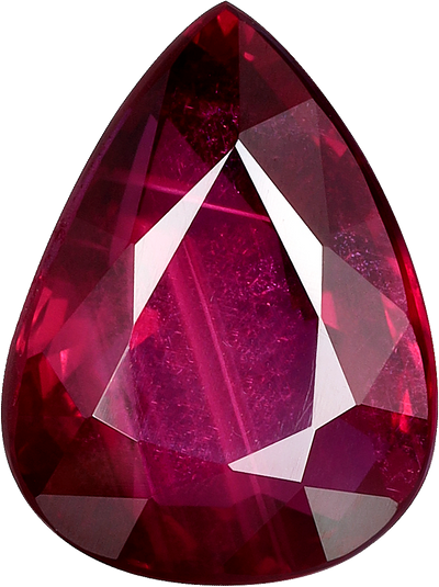 Pear cut mozambique ruby, 10.1 by 7.53 mm, shown at actual size