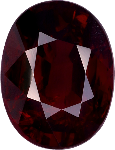 Oval cut mozambique ruby, 10.11 by 7.74 mm, shown at actual size