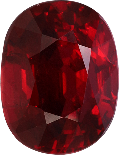 Oval cut mozambique ruby, 9.03 by 6.9 mm, shown at actual size