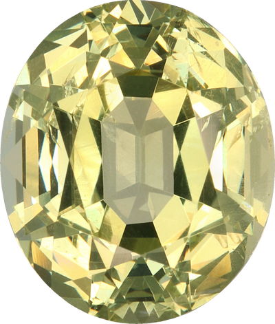 Oval cut grossular garnet, 10.7 by 9.05 mm, shown at actual size