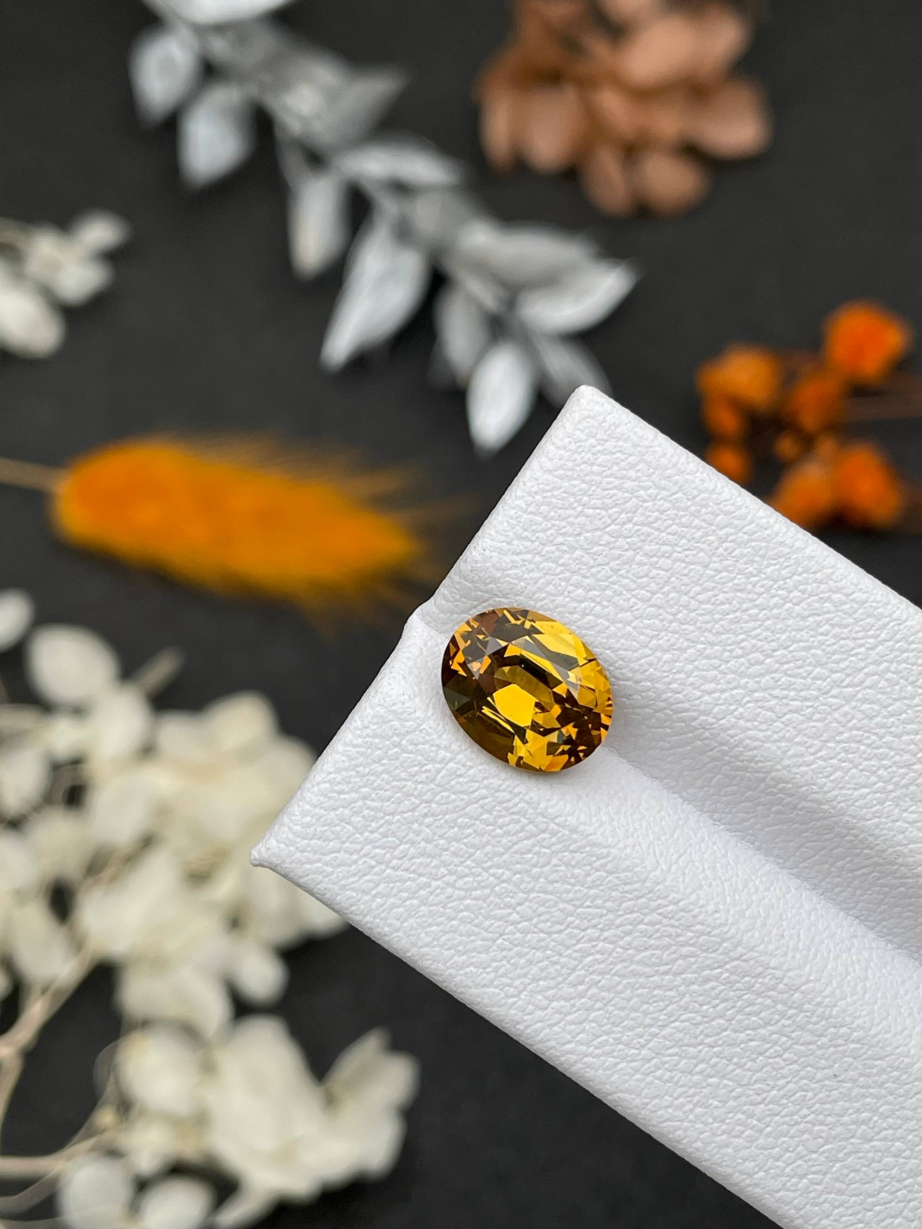 honey yellow grossular garnet, 3.42ct oval cut — view 5