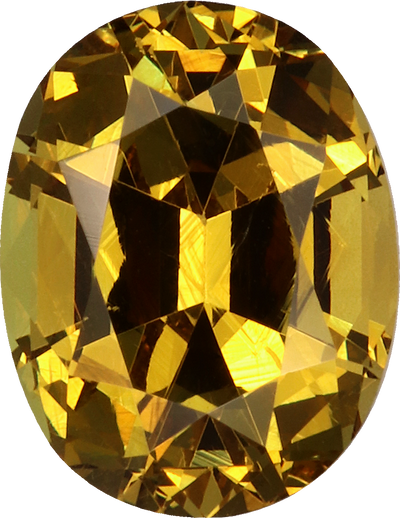 Oval cut grossular garnet, 9.13 by 7.09 mm, shown at actual size