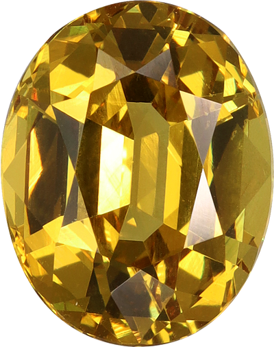 Oval cut grossular garnet, 8.57 by 6.81 mm, shown at actual size
