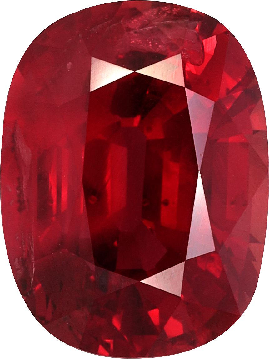 Oval cut mozambique ruby, 12.49 by 9.46 mm, shown at actual size