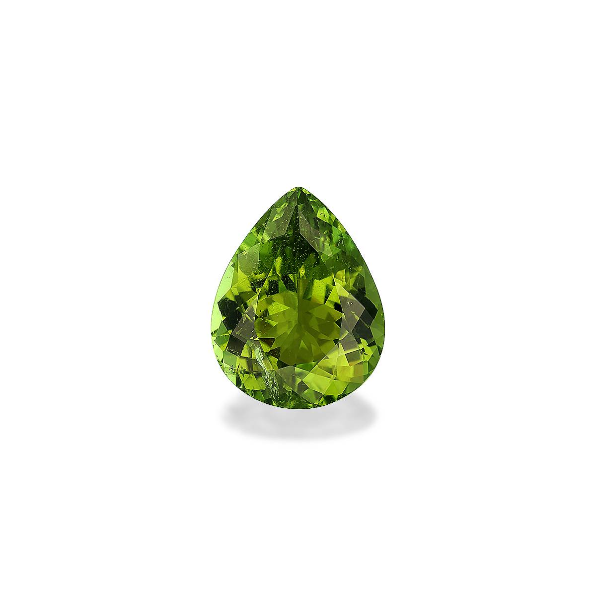 pistachio green cuprian tourmaline, 5.95ct pear cut — main view