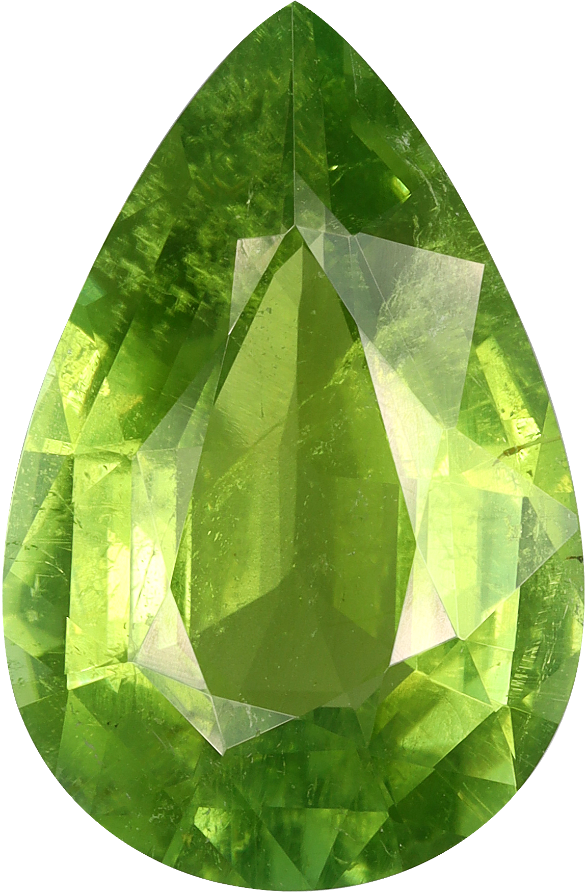 Pear cut cuprian tourmaline, 16.8 by 10.9 mm, shown at actual size