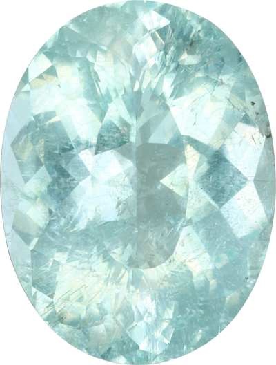 Oval cut paraiba tourmaline, 16.19 by 12.21 mm, shown at actual size