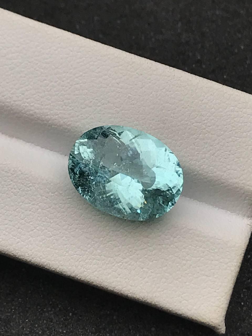 sky blue paraiba tourmaline, 9.91ct oval cut — view 6