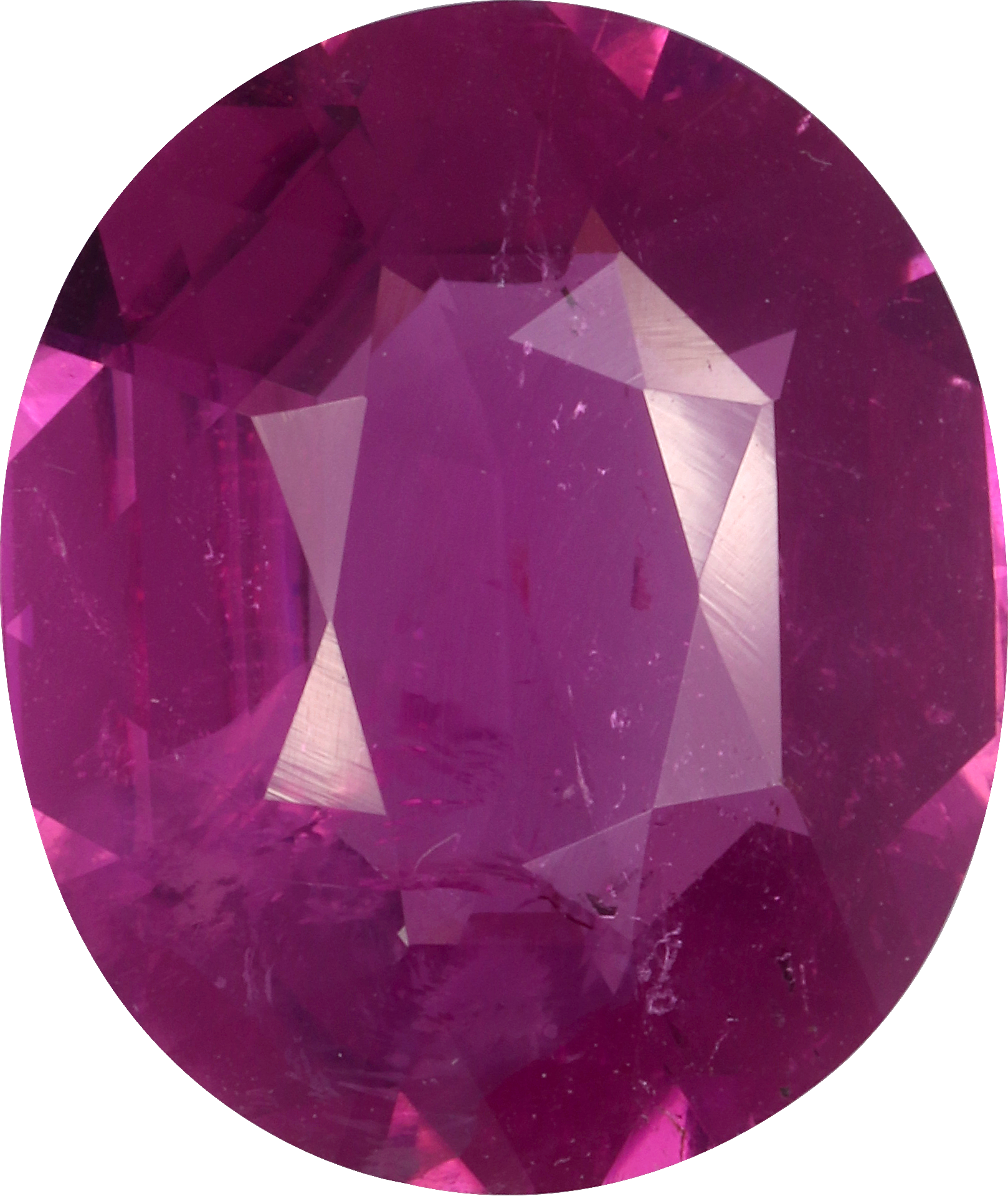 Oval cut cuprian tourmaline, 14.03 by 11.84 mm, shown at actual size