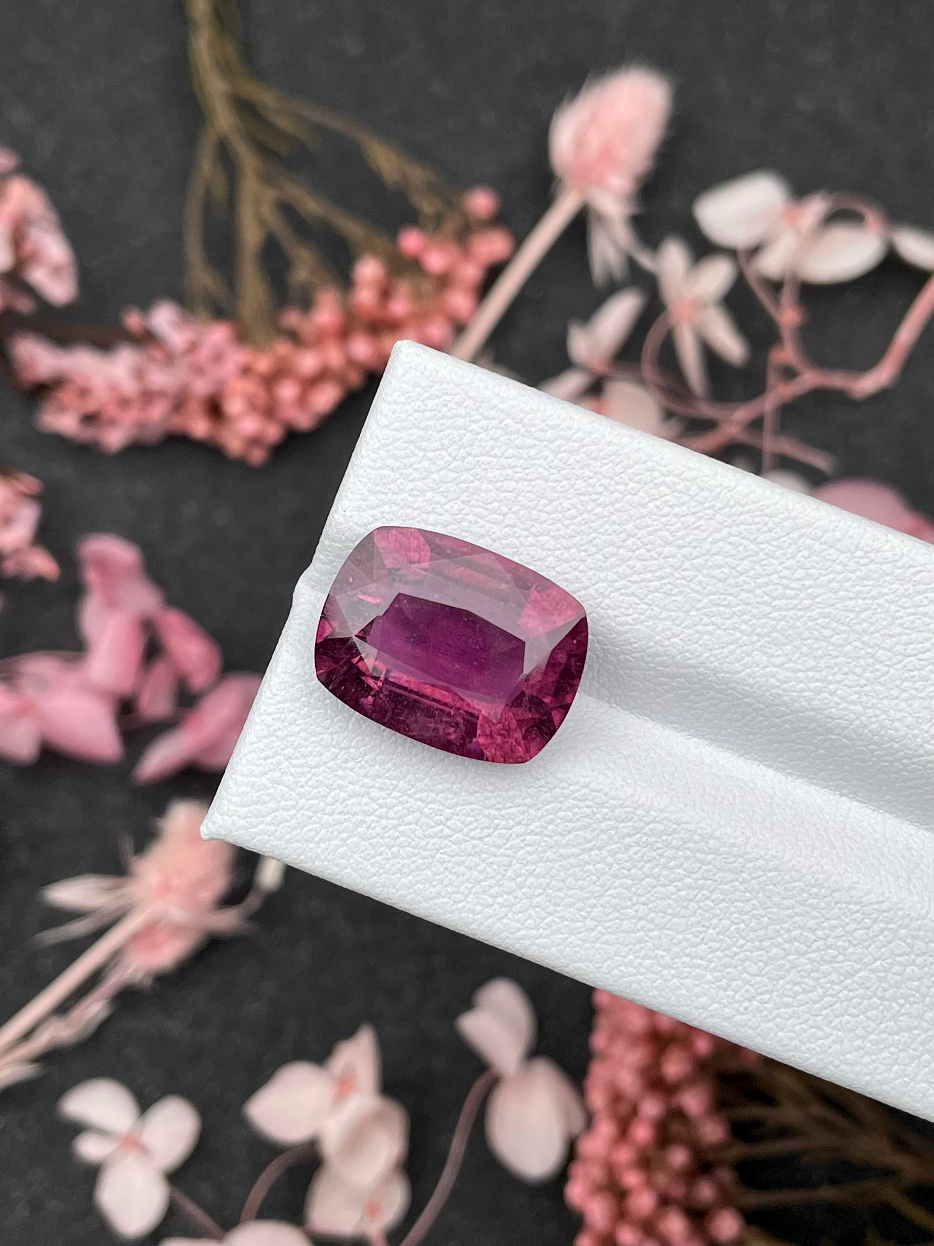 magenta purple cuprian tourmaline, 9.45ct cushion cut — view 5