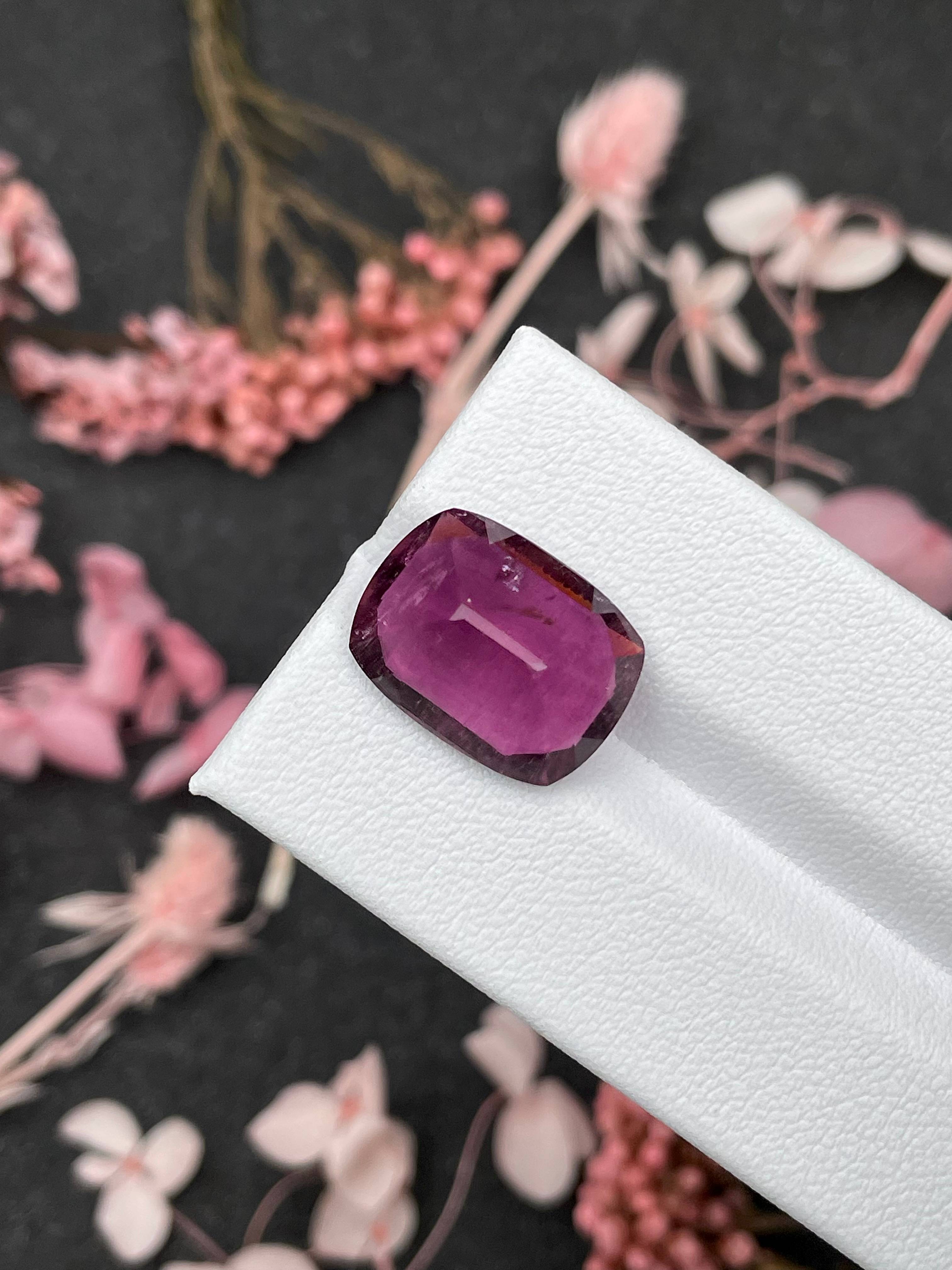 magenta purple cuprian tourmaline, 9.45ct cushion cut — view 6