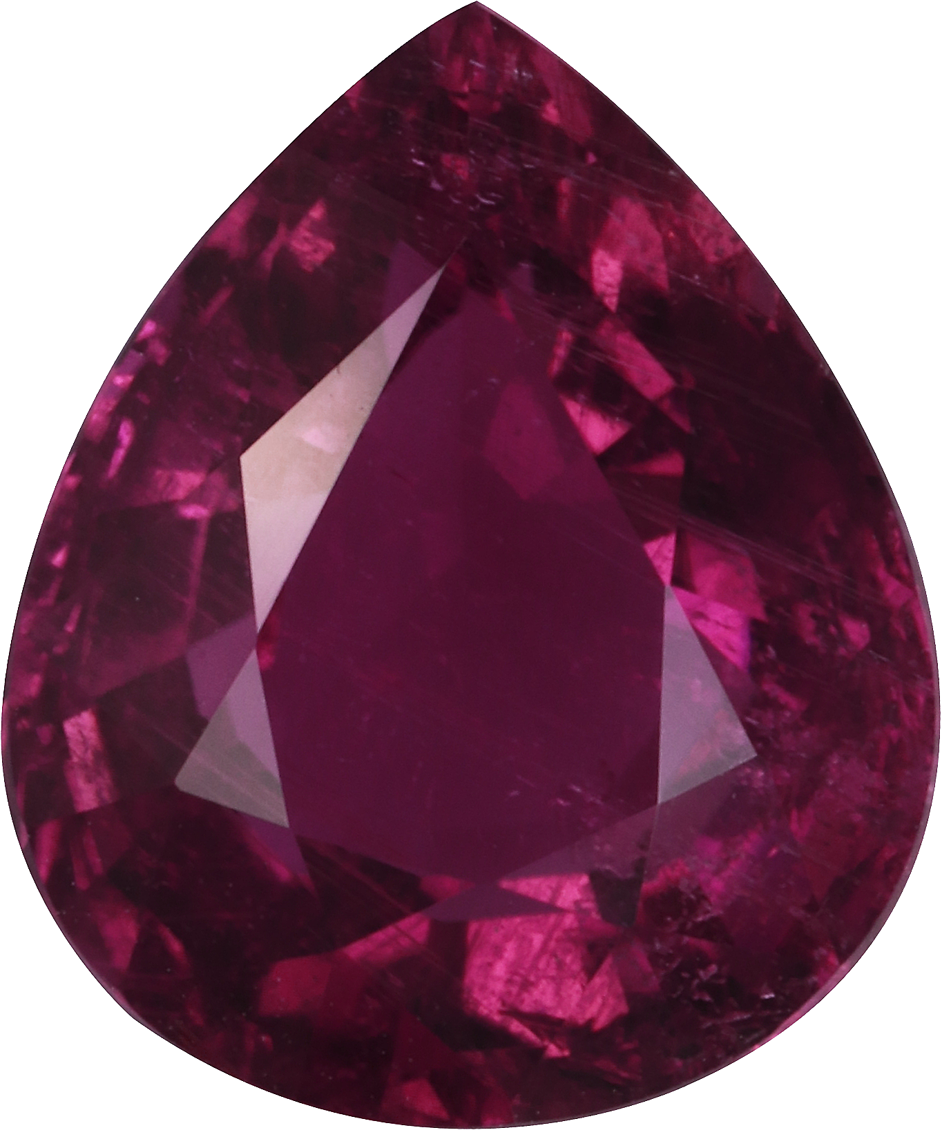 Pear cut cuprian tourmaline, 12.3 by 10.19 mm, shown at actual size