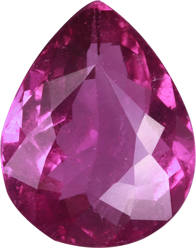 Pear cut cuprian tourmaline, 10.72 by 8.45 mm, shown at actual size