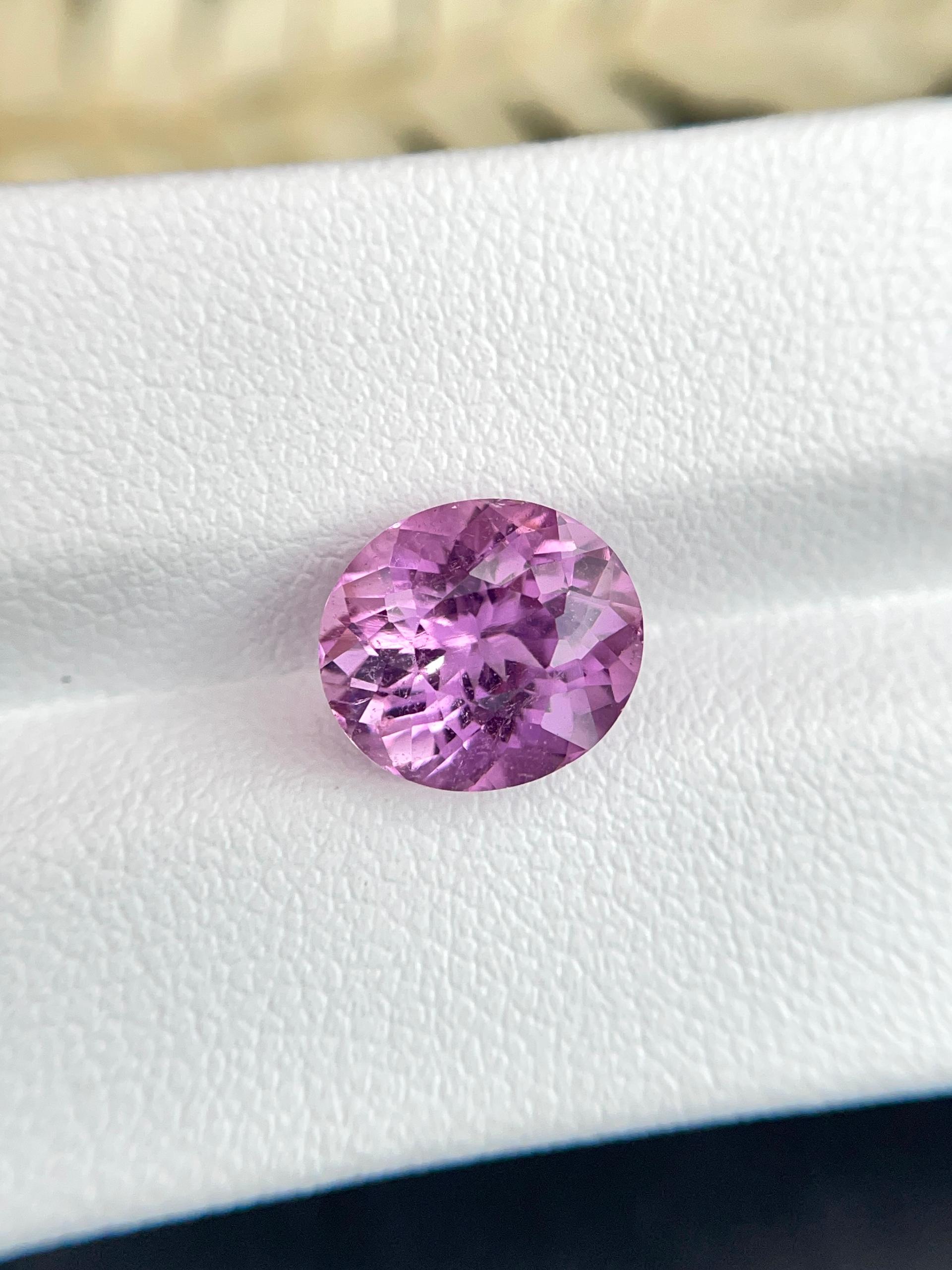 fuscia pink cuprian tourmaline, 3.69ct oval cut — view 5