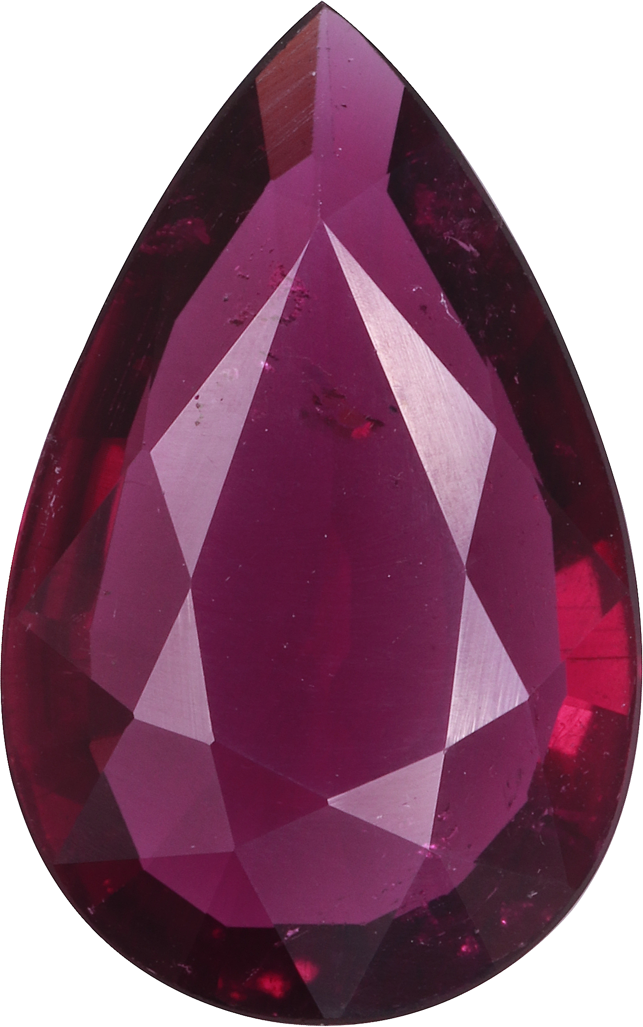 Pear cut cuprian tourmaline, 14.93 by 9.4 mm, shown at actual size