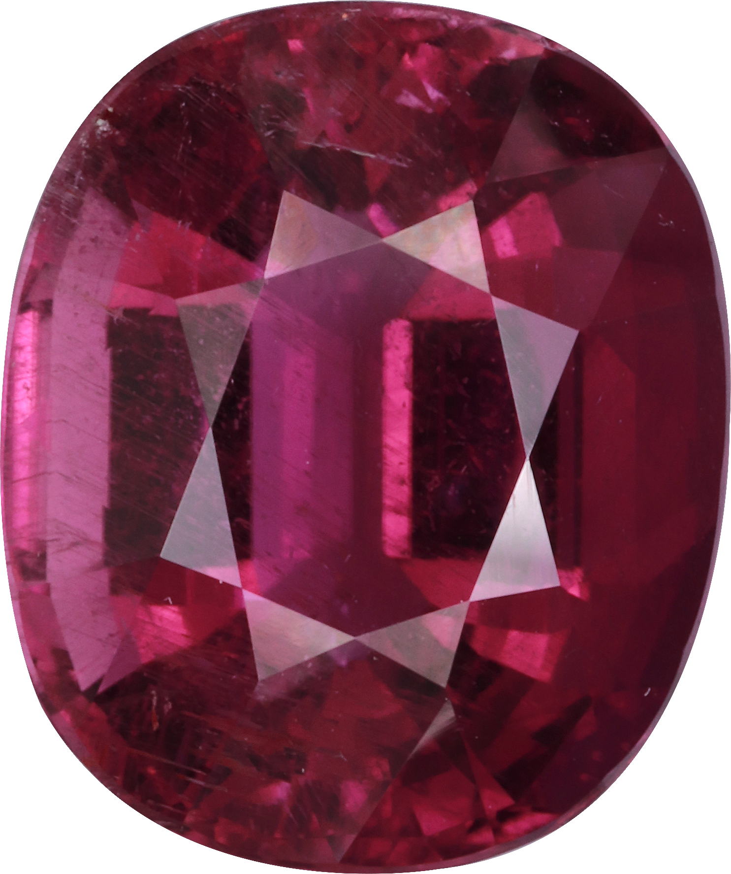 Cushion cut cuprian tourmaline, 12.85 by 10.78 mm, shown at actual size