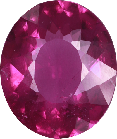 Oval cut cuprian tourmaline, 10.6 by 8.96 mm, shown at actual size
