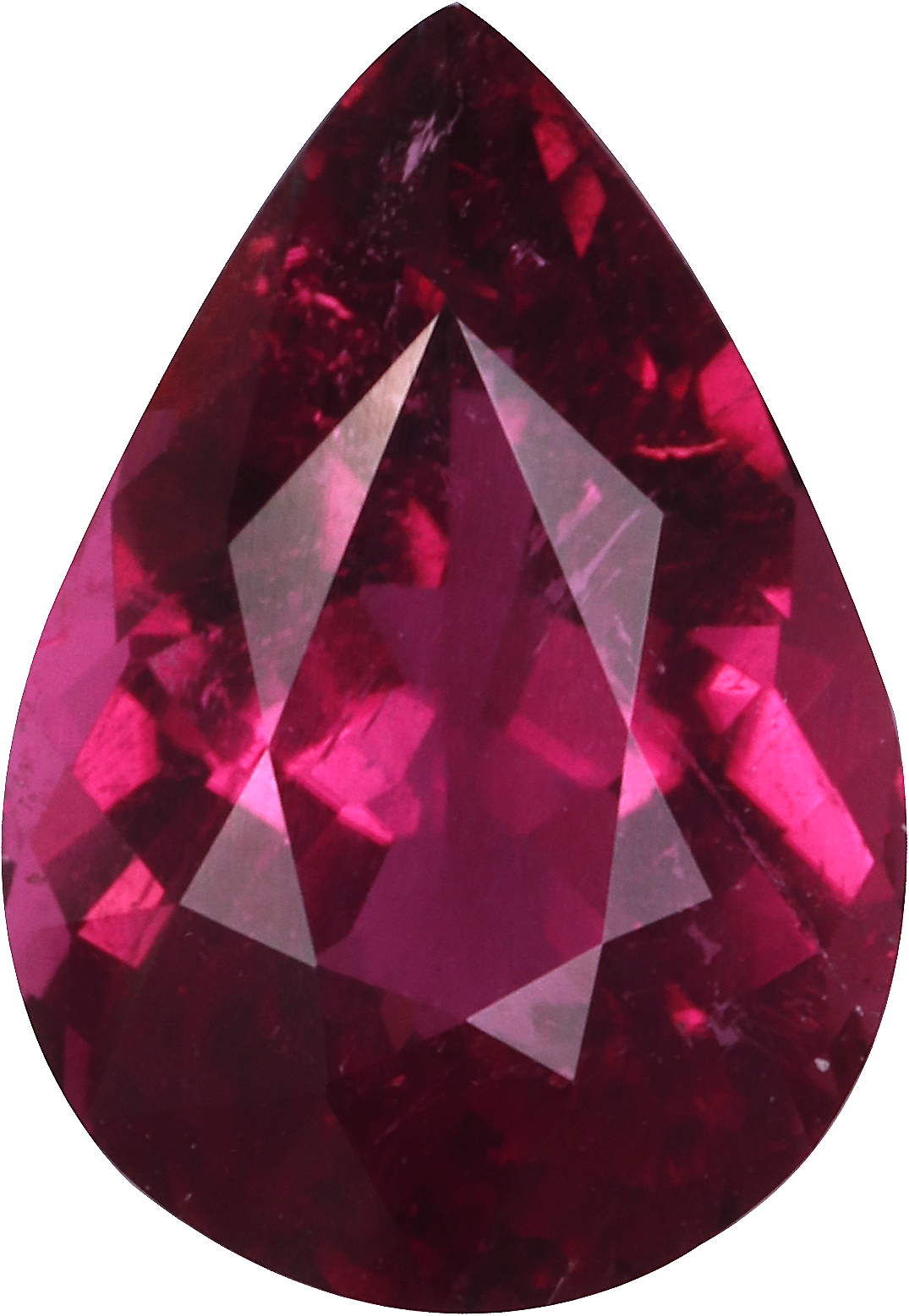 Pear cut cuprian tourmaline, 11.63 by 8.07 mm, shown at actual size