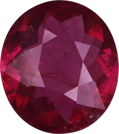 Oval cut cuprian tourmaline, 9.22 by 8.13 mm, shown at actual size