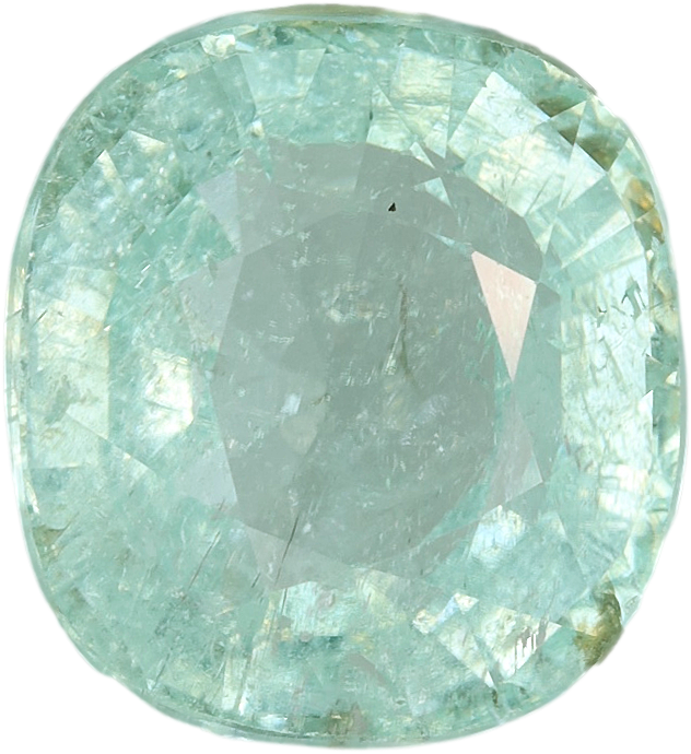 Cushion cut cuprian tourmaline, 12.19 by 11.2 mm, shown at actual size