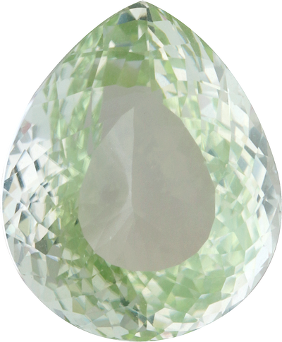 Pear cut cuprian tourmaline, 15.68 by 13.01 mm, shown at actual size