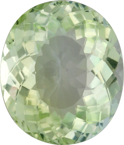 Oval cut cuprian tourmaline, 14.05 by 12.04 mm, shown at actual size