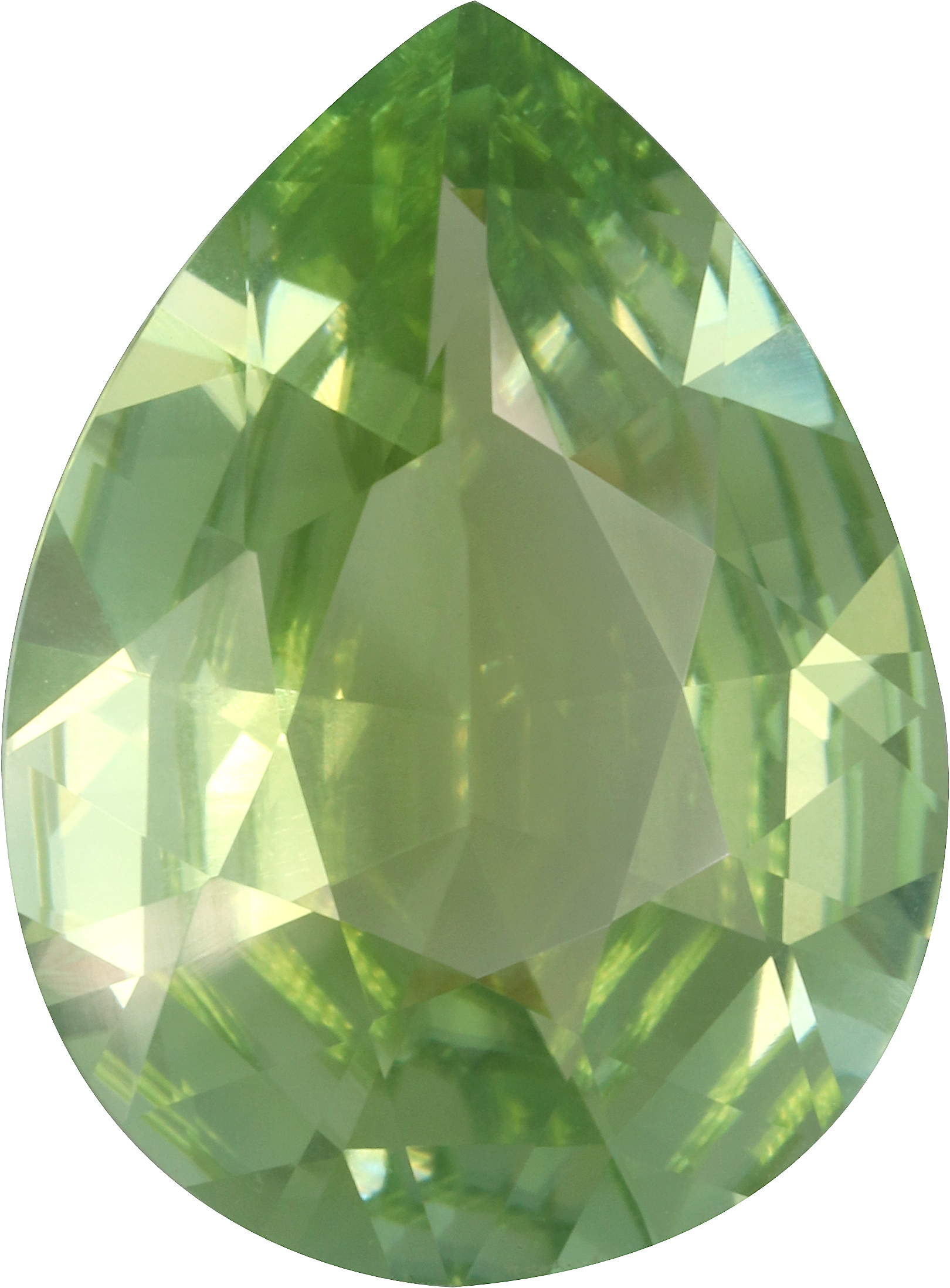 Pear cut cuprian tourmaline, 20.57 by 15.16 mm, shown at actual size