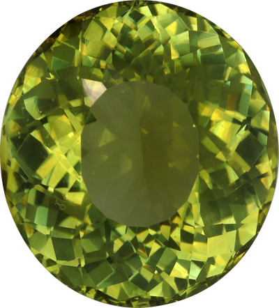 Oval cut cuprian tourmaline, 15.77 by 14.3 mm, shown at actual size