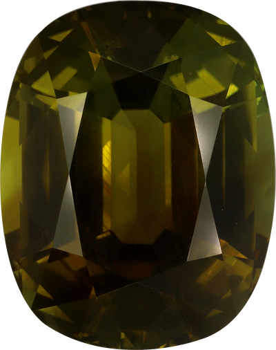 Cushion cut cuprian tourmaline, 24.5 by 19.36 mm, shown at actual size