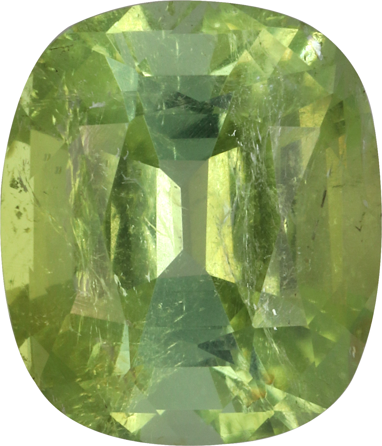 Cushion cut cuprian tourmaline, 14.07 by 12.06 mm, shown at actual size