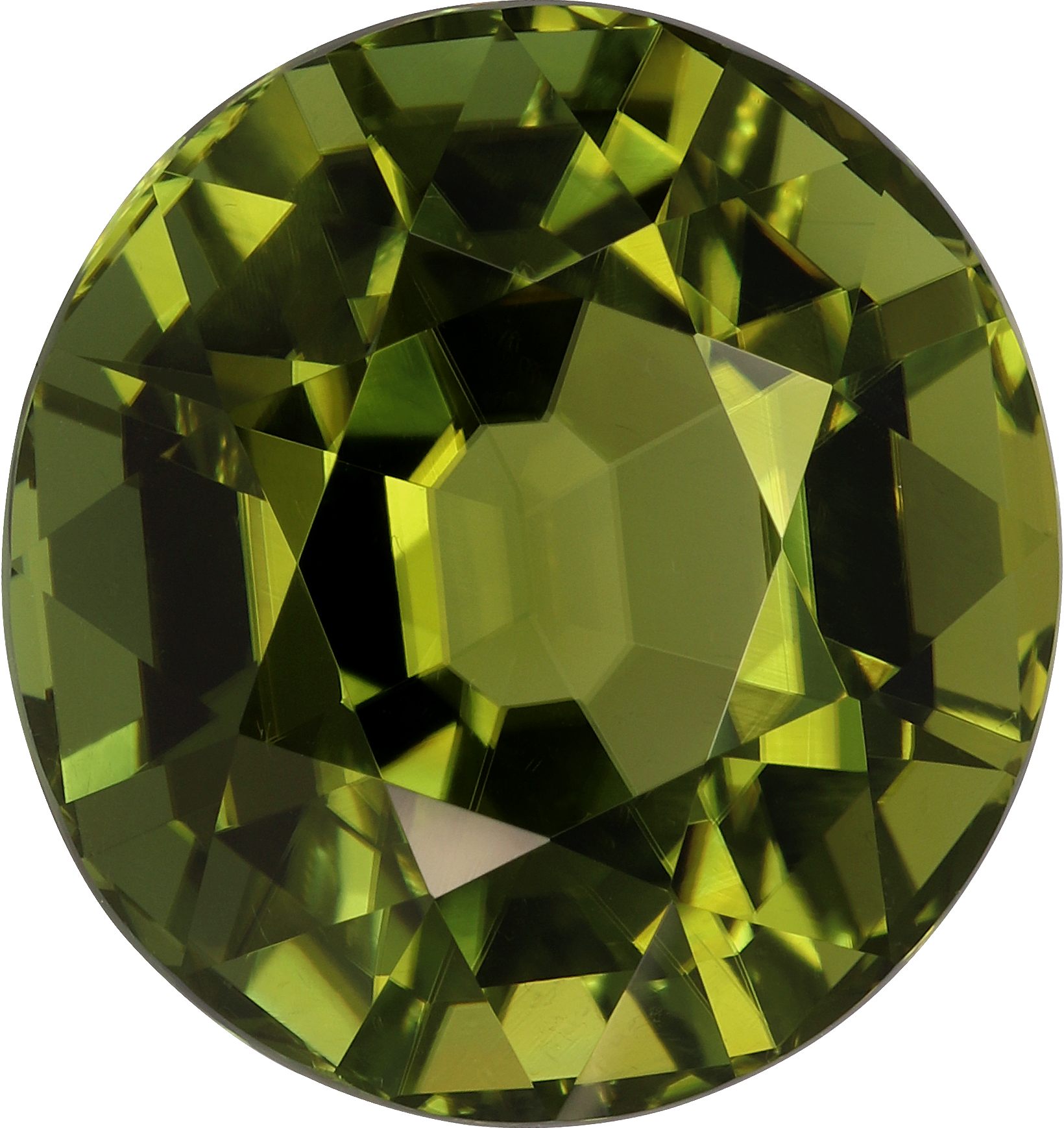Oval cut cuprian tourmaline, 18.77 by 17.7 mm, shown at actual size