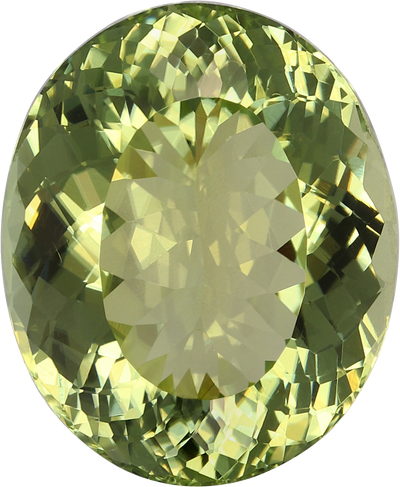 Oval cut cuprian tourmaline, 13.09 by 10.75 mm, shown at actual size