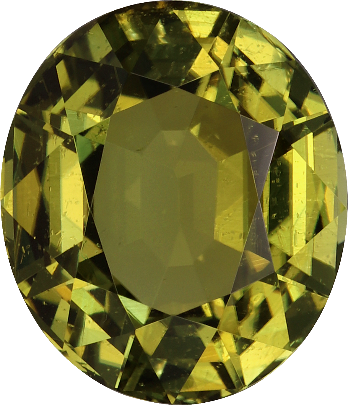 Oval cut cuprian tourmaline, 12.86 by 11.05 mm, shown at actual size
