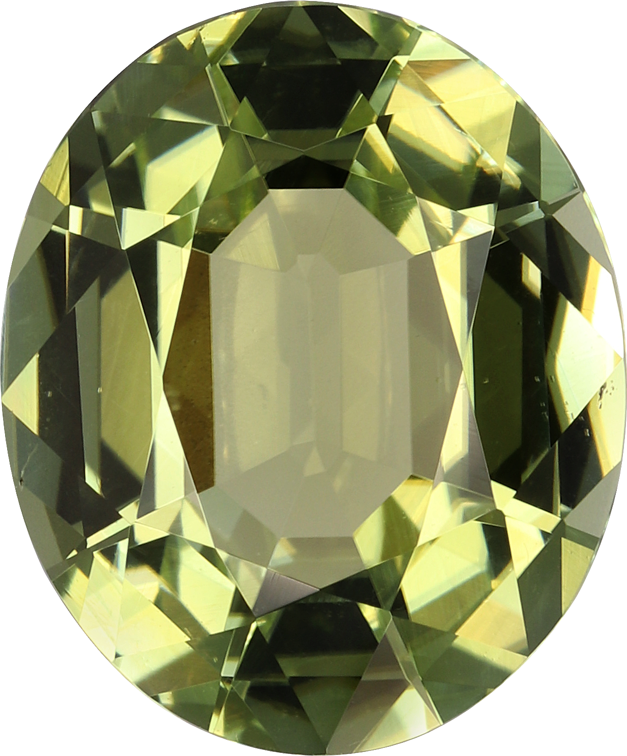 Oval cut cuprian tourmaline, 13.04 by 10.82 mm, shown at actual size