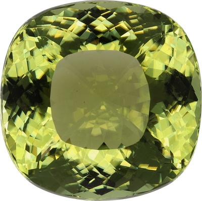 Cushion cut cuprian tourmaline, 17.88 by 17.7 mm, shown at actual size