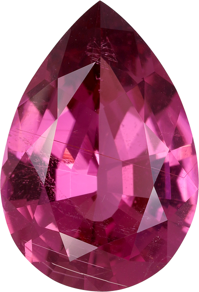 Pear cut cuprian tourmaline, 16.38 by 11.25 mm, shown at actual size