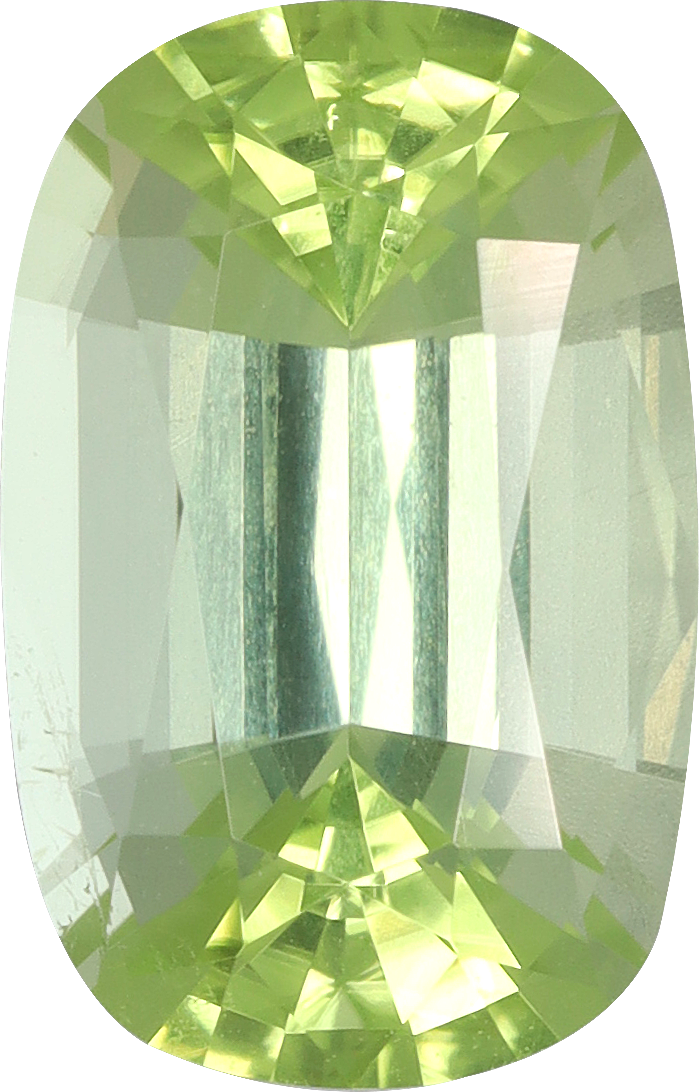 Cushion cut cuprian tourmaline, 10.44 by 6.7 mm, shown at actual size