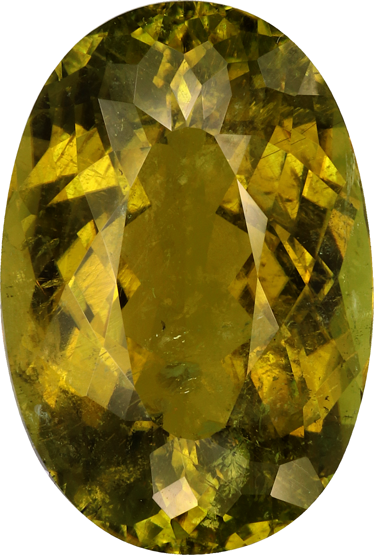 Oval cut cuprian tourmaline, 20.37 by 13.82 mm, shown at actual size