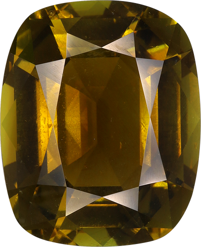 Cushion cut cuprian tourmaline, 17.06 by 13.87 mm, shown at actual size