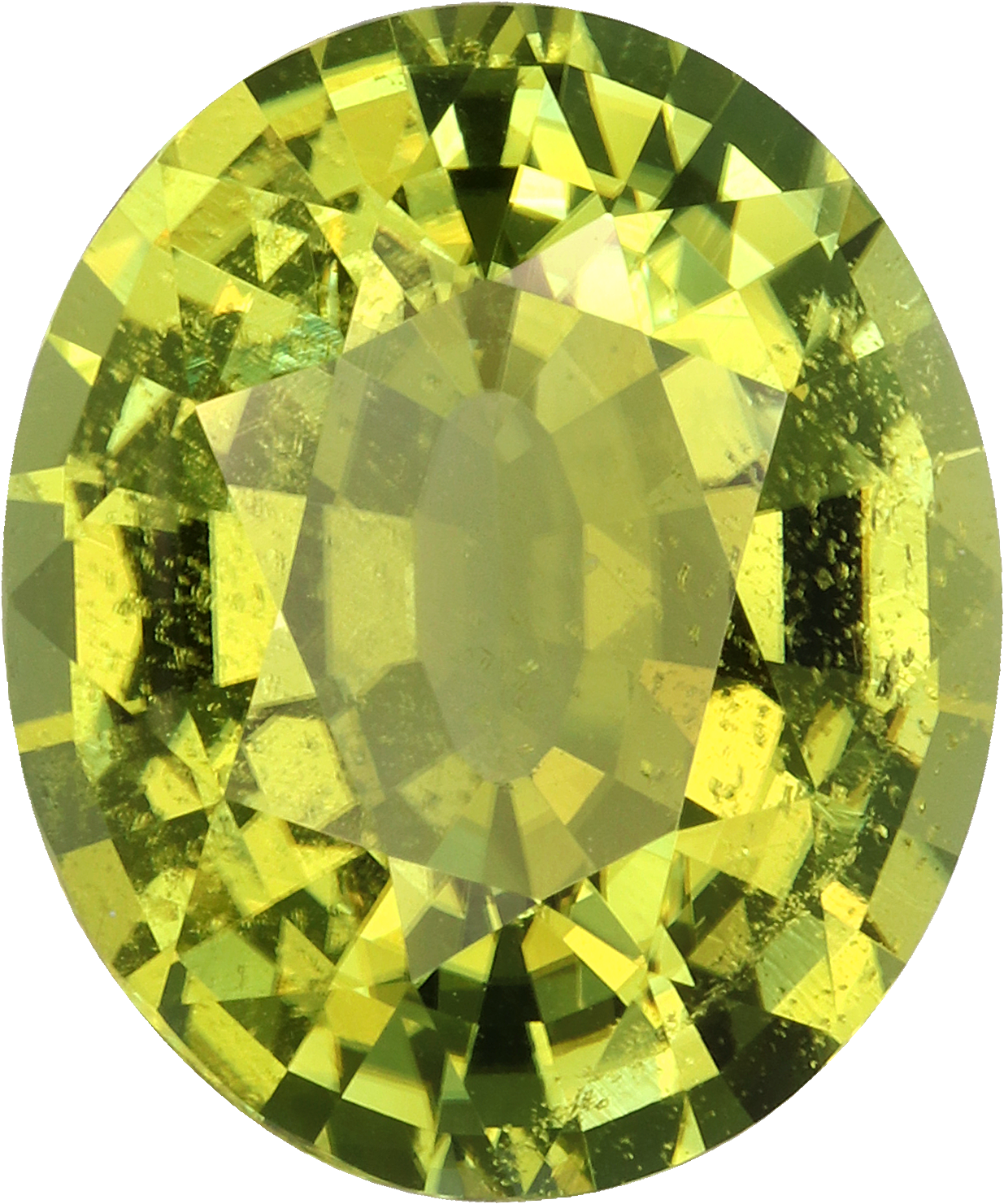 Oval cut cuprian tourmaline, 16.36 by 13.63 mm, shown at actual size